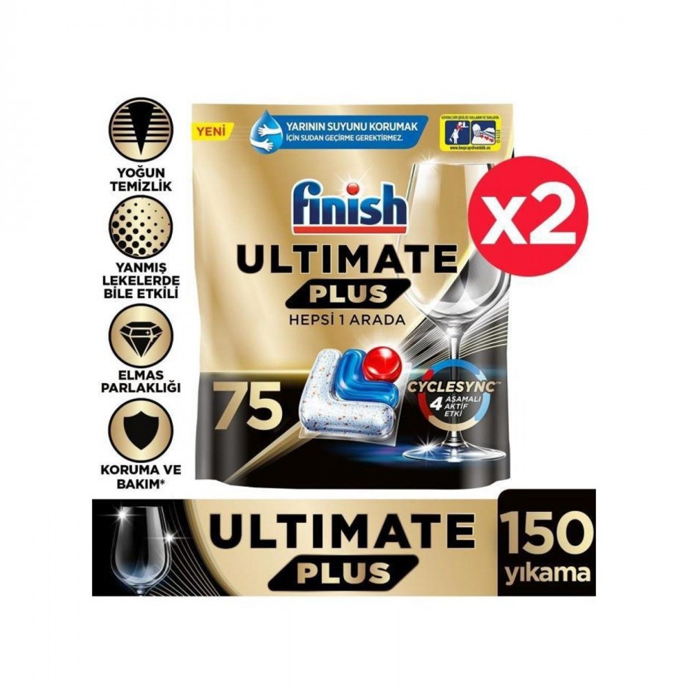 Finish Ultimate Plus Bulaşık Makinesi 75 x 2 Adet Finish Ultimate Plus Bulaşık Makinesi 75 x 2 Adet